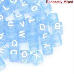 Bright Blue Letter Beads for Jewelry Making Blue Alphabet 