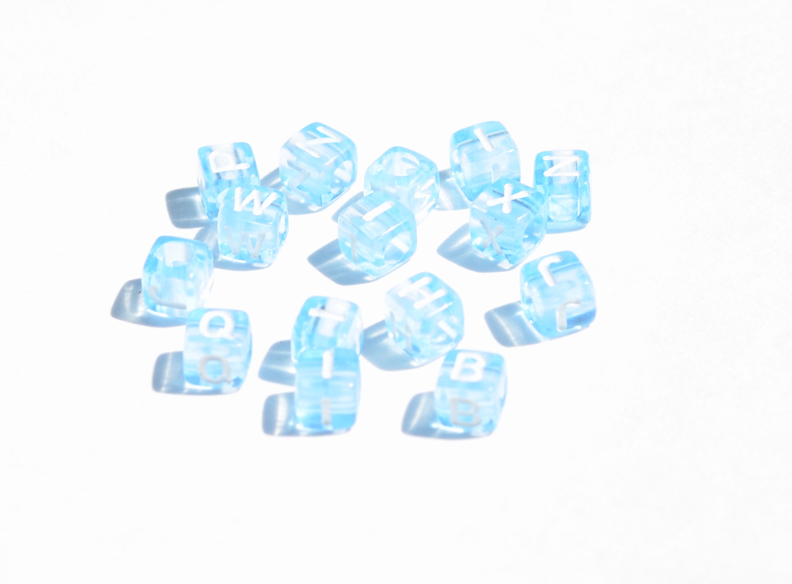 Wholesale 20Pcs Blue Cube Letter Silicone Beads 12x12x12mm Square
