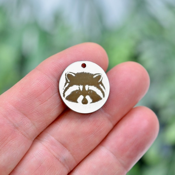 Racoon Custom Laser Engraved Stainless Steel Charm CC533