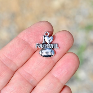 1 I LOVE FOOTBALL Silver Tone  Charm SC5632