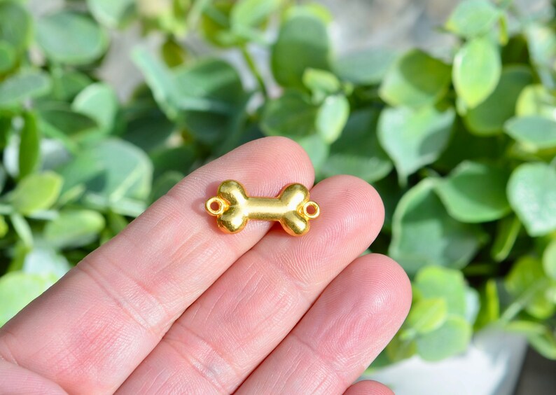 5 Dog Bone Gold Tone Connector Charms GC3905 image 1