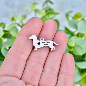 Personalized Stainless Steel Custom Laser Engraved Dachshund Dog Charm EB106E