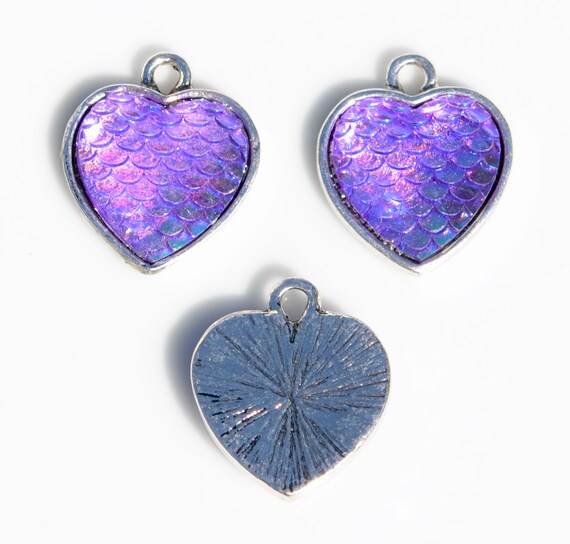 5 x Argent Antique et résine bleu AB Sirène/POISSON/Dragon Scale Charms Pendentifs 5 x Argent Antique et résine bleu AB Sirène/POISSON/Dragon Scale Charms Pendentifs
