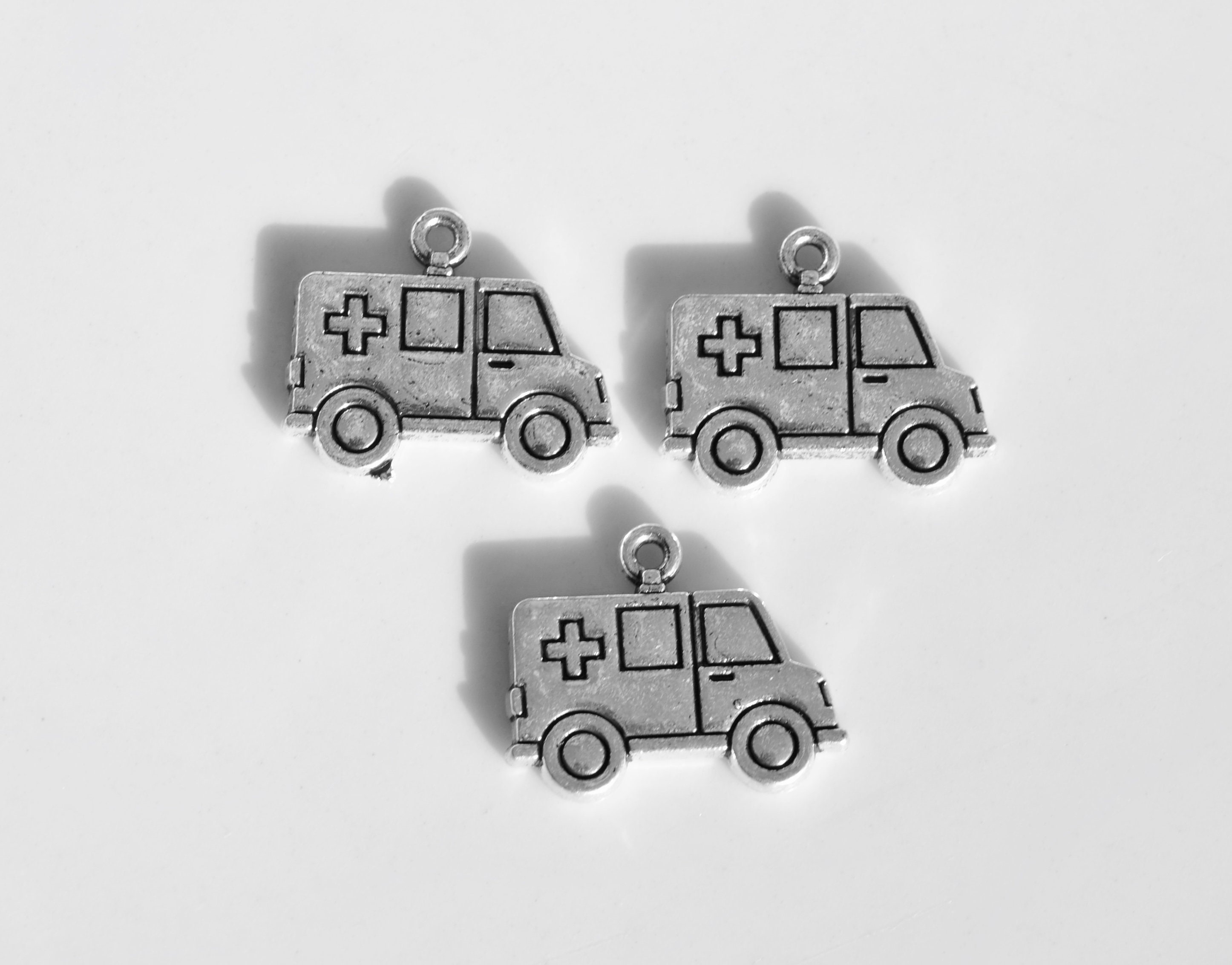 5 Ambulance Silver Tone Charms SC1542 | Etsy