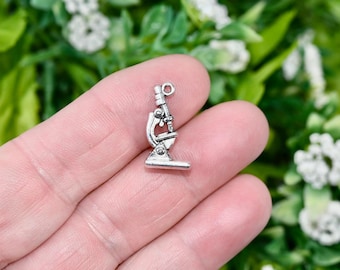BULK 50   Microscope Silver Tone 3D Charms SC3681