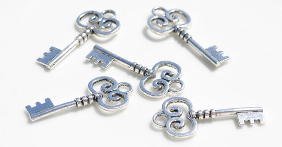 BULK 50 Old Fashioned Key Silver Tone Charms SC6334 - Etsy