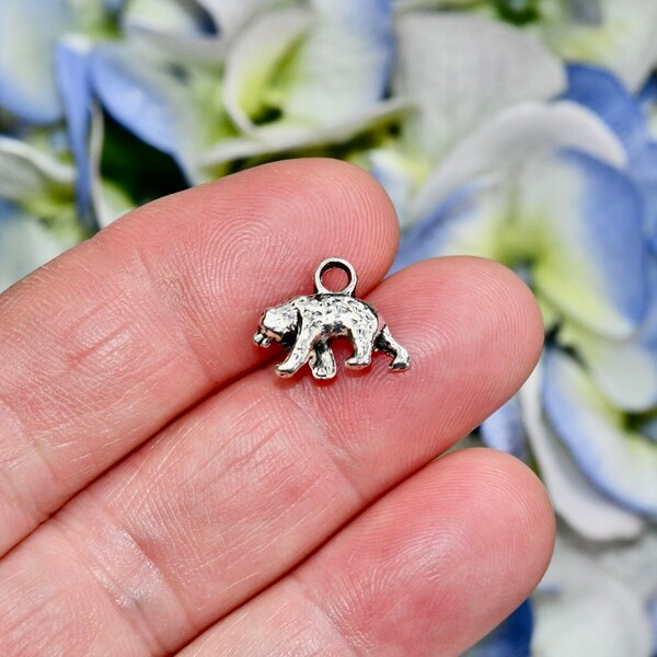 1   Bear 3D Silver Tone Charm SC1556