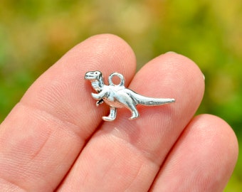 BULK 50 Dinosaur Silver Tone Charms SC6502