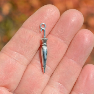 1  Umbrella 3D Silver Tone Charm SC6539