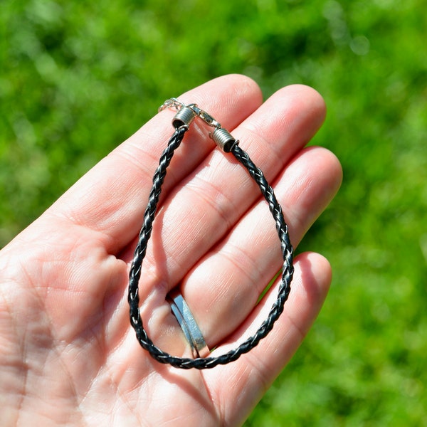 1 Black Braided 7.5" Finished Bracelet, With a 2" Extender Chain C1033