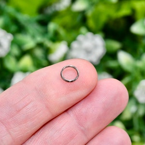 May include: A small, silver-colored hoop earring.