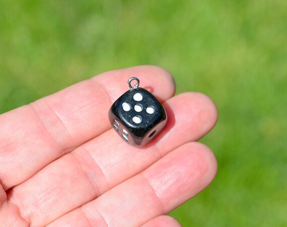 BULK 20 Dice 3D Black With White Dots Charms SC4035 - Etsy