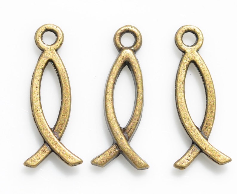 BULK 50 Christian Fish Bronze Tone Charms BC3474 Etsy