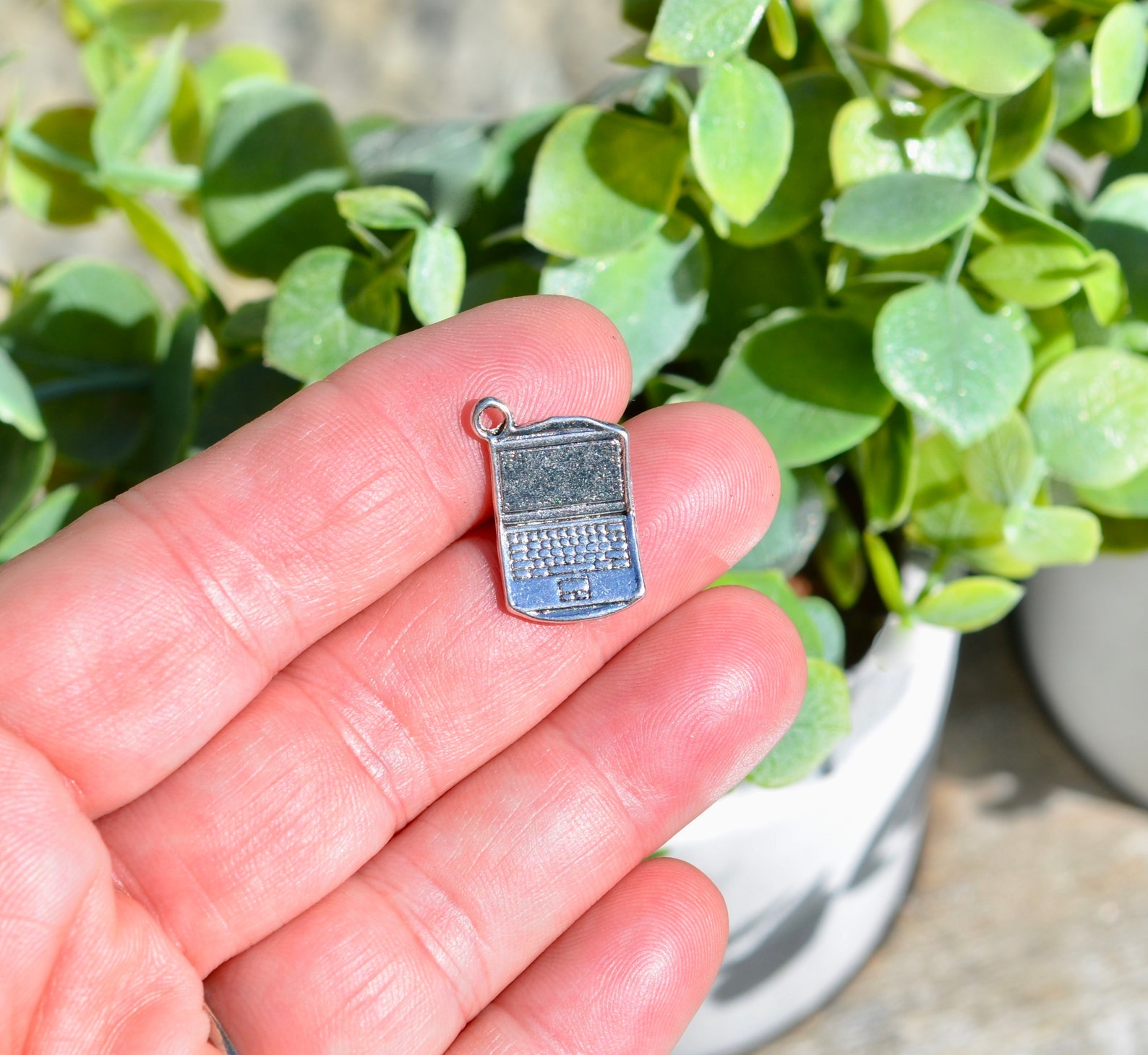 1 Computer Laptop Silver Tone Charm SC4124 | Etsy