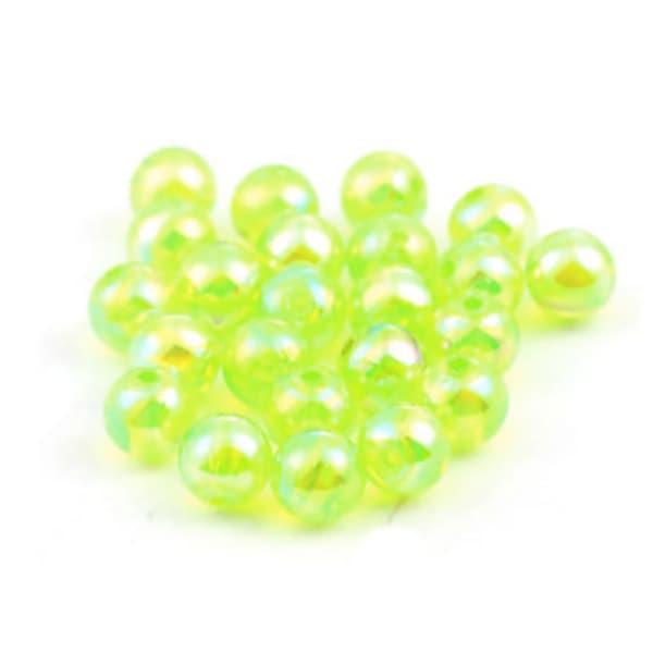 20 Yellow Green AB Acrylic Round 8mm Beads  BD146