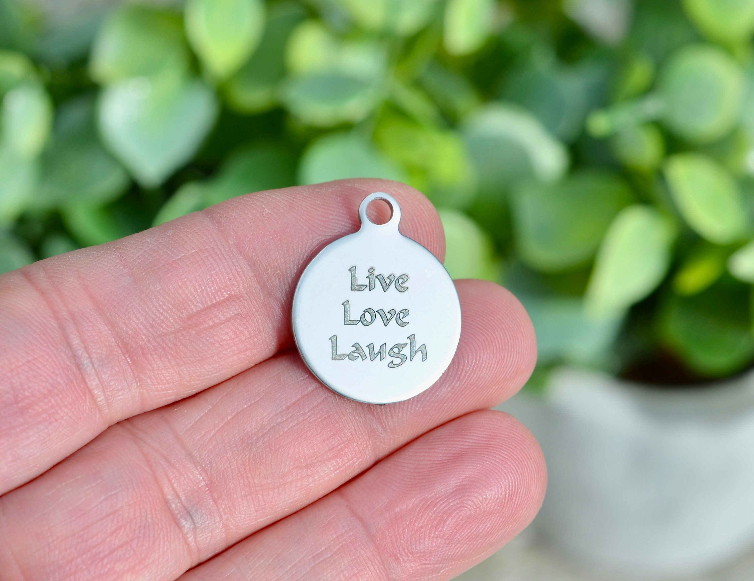 Bulk Pricing Stainless Steel Charms Love Laser Engraved Silver Tone