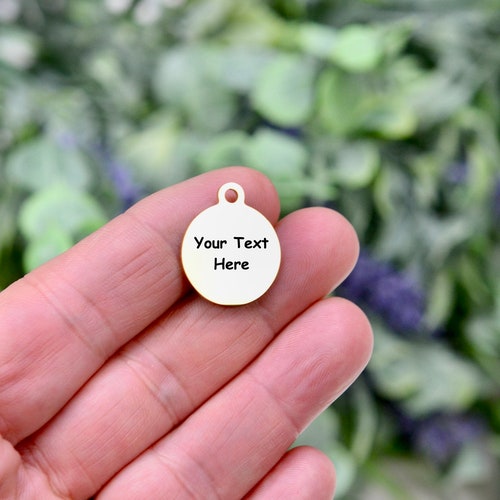 Personalized Stainless Steel Charm Laser Engraved Choose Etsy
