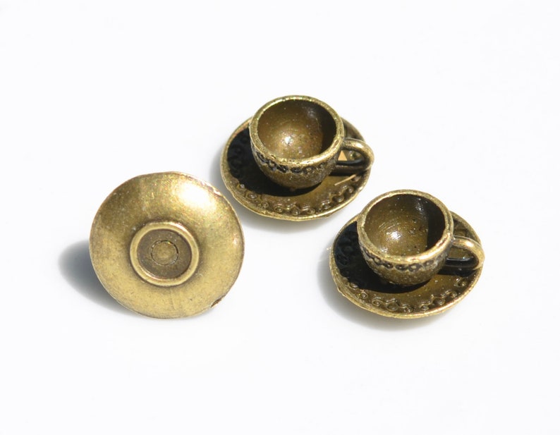5 Coffee Cup and Saucer 3D Bronze Tone Charms BC3113 - Etsy