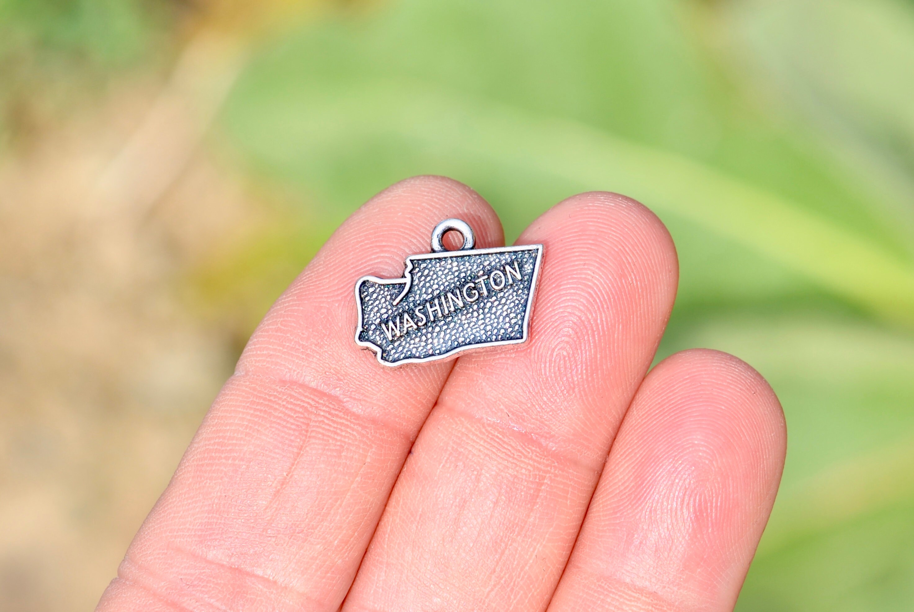 Washington State Charm Antiqued Sterling Silver Washington State Charm Antiqued Sterling Silver
