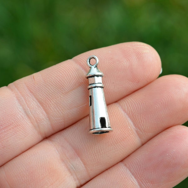 BULK 50  Light House 3D Silver Tone Charms SC6119