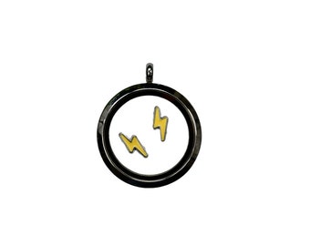 1 Memory Locket Yellow Lightning Bolt Charms FL276