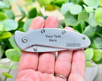 Kershaw Scallion 1620FL Silver Pocket Knife Free  Custom Laser Engraved Great Gift Idea for Mom, Dad, Bridesmaid or Groomsman EB213