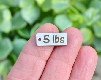 5 lbs Weight Watcher  Custom Laser Engraved Stainless Steel Rectangle Charm CC128