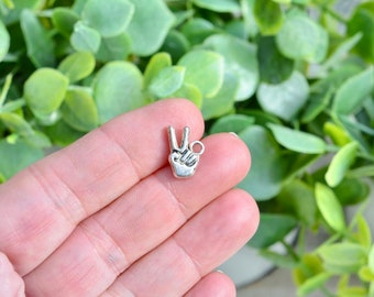 1  Peace, Two Finger Silver Tone Charms SC1672