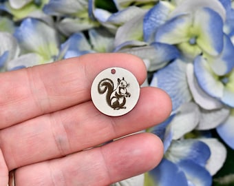 Squirrel Custom Laser Engraved Stainless Steel Charm CC1575