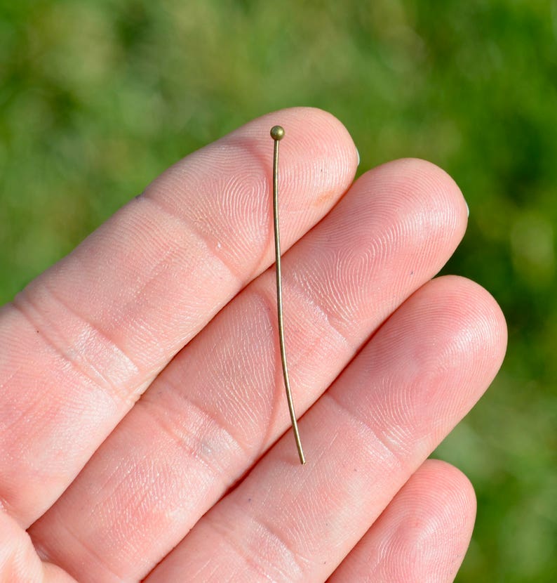 50 Bronze Tone 45mm Ball Pins F552