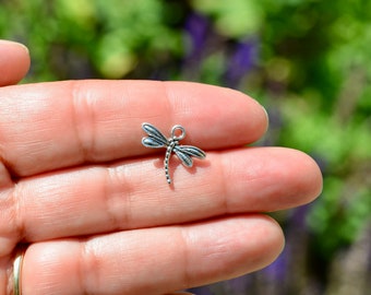 BULK 50  Dragonfly Silver Tone Charms SC6545