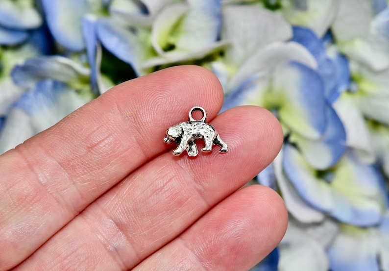 10 Bear Silver Tone 3D Charms SC1556 image 1