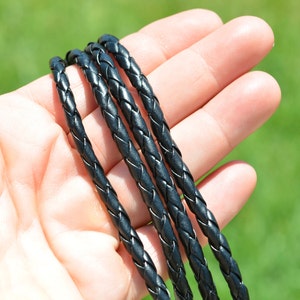 5 Meters Black Braided Synthetic Leather Jewelry Cord F501