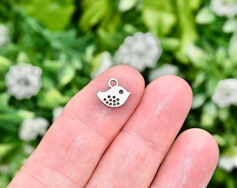 1   Little 10mm Bird Silver Tone Charm SC2288