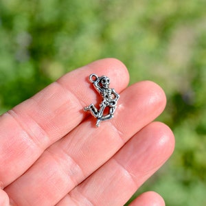 10  Dancing Skeleton Silver Tone Charms SC1343