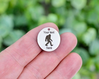 Personalized  Custom Laser Engraved Stainless Steel Charm with Big Foot CC108