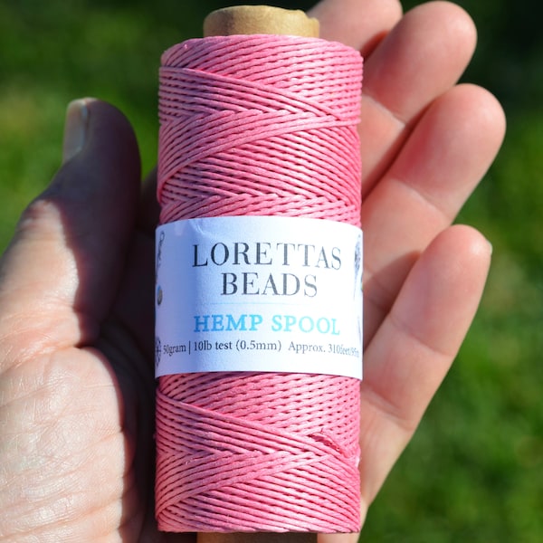 Pink 10lb. Hemp Cord .5mm Spool HC105