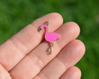 BULK 20 Pink Flamingo Gold Tone  Bird  Charms GC5928