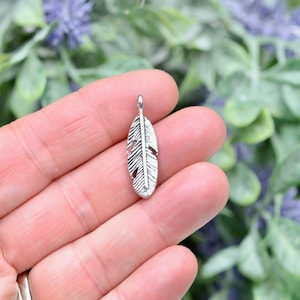 10  Feather Silver Tone Double Sided Charms SC1870