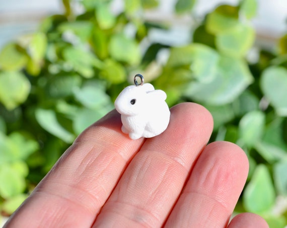 5 Bunny Rabbit White Plastic Charms SC5205 - Etsy