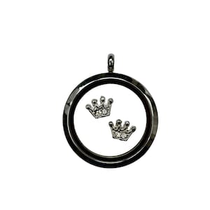 1 Memory Locket Rhinestone Crown Charm FL241