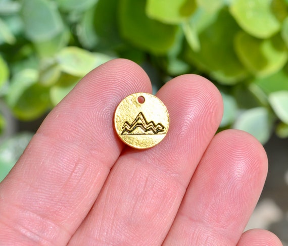 BULK 50 Mountain range charms antique silver tone WT234