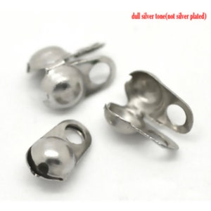BULK 50 Bead Tip  Stainless Steel (Knot Cover) Connectors Clam Shell 8 x 4mm, Fits 3mm Ball chains F330