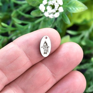 Jesus Christ Custom Laser Engraved Stainless Steel Tiny Oval Charm CC1584