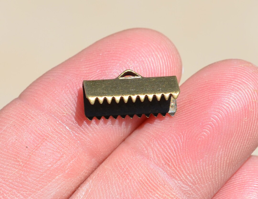 25 Ribbon Crimp Antique Bronze 16mm Connector F238 Etsy