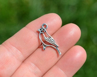 BULK 50  Bird Silver Tone Charms SC5833