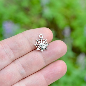 5  Spider Web with Spider Silver Tone  Charms SC3753