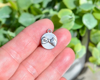 BULK 20  Pinky Swear - Promise Silver Tone Charms SC1887