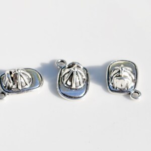 BULK 20 Fireman Helmet Silver Tone 3D Charms SC2318 image 3