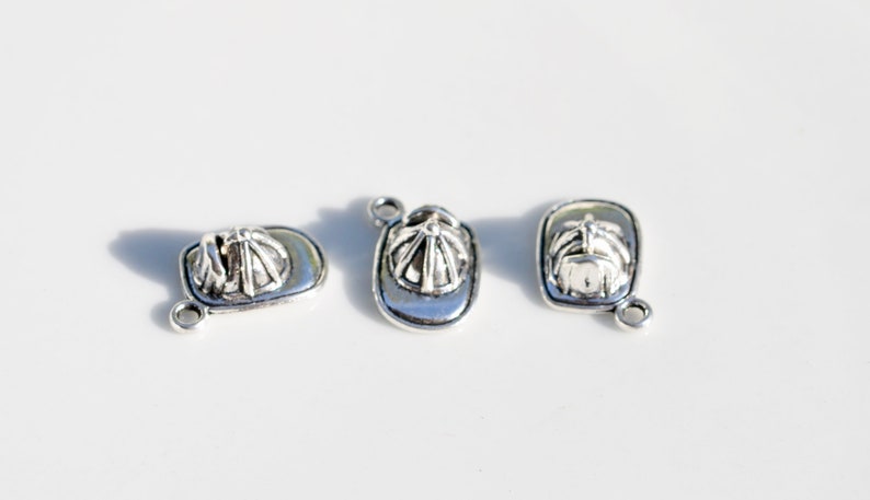 BULK 20 Fireman Helmet Silver Tone 3D Charms SC2318 image 3